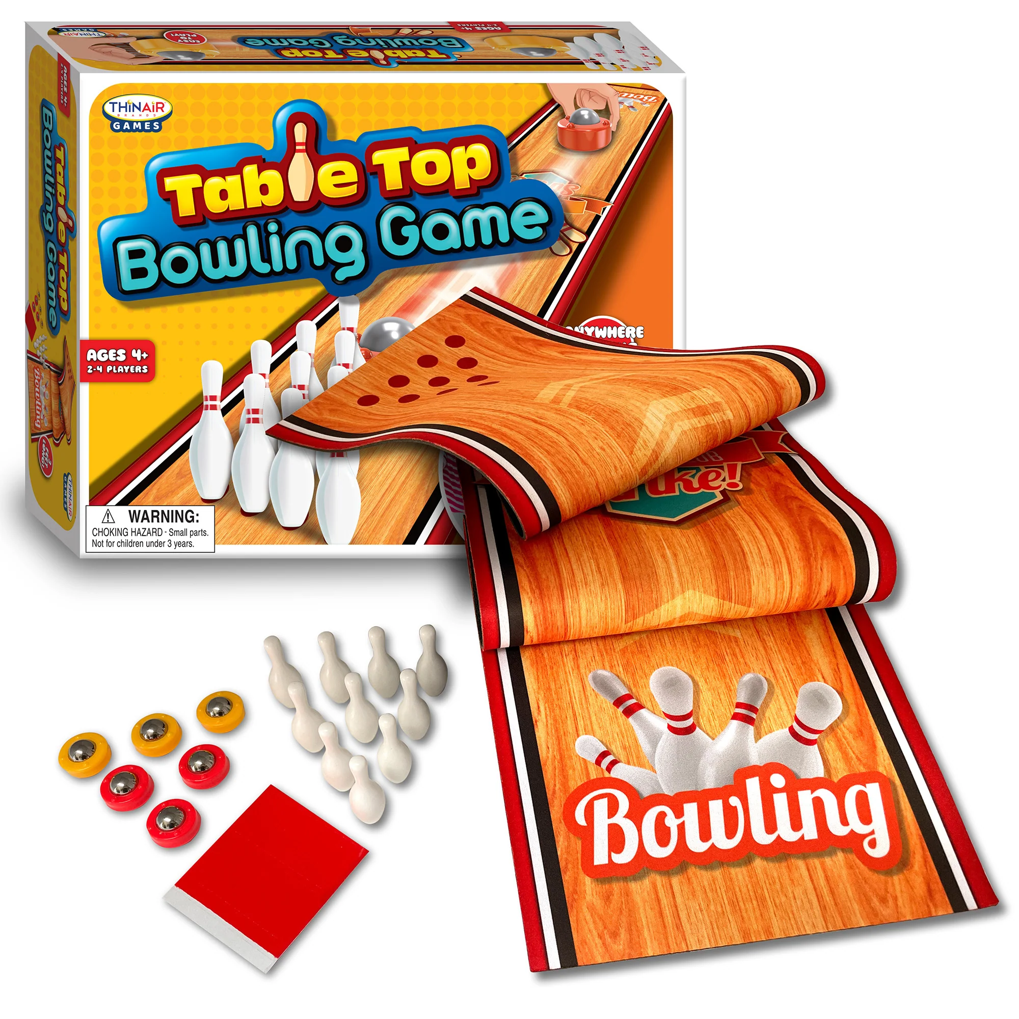Thin Air Games Tabletop Bowling Set - Roll-Up Alley & Fun for Family