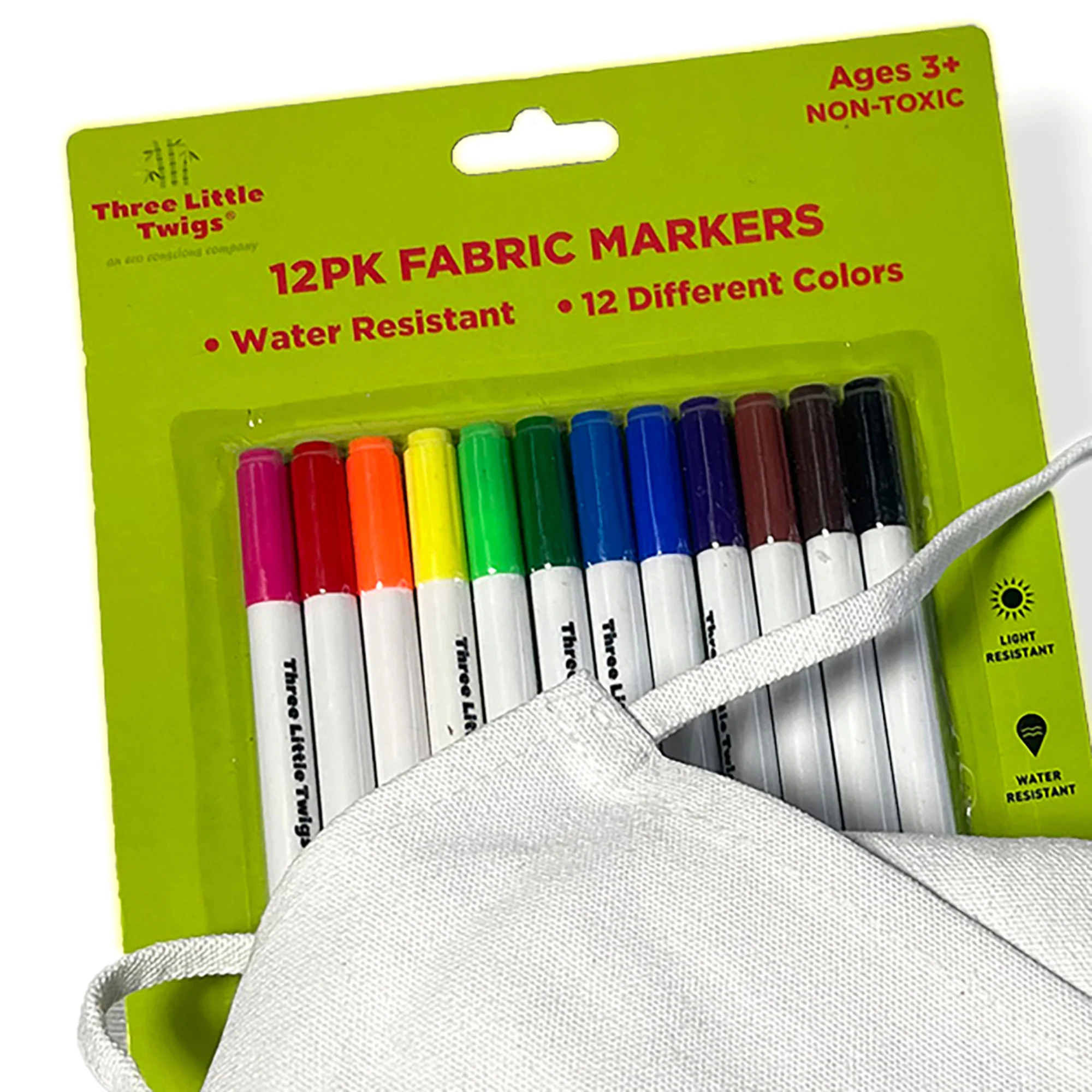 Three Little Twigs DIY Coloring Set: 12 Fabric Markers & Canvas Apron - Image 4