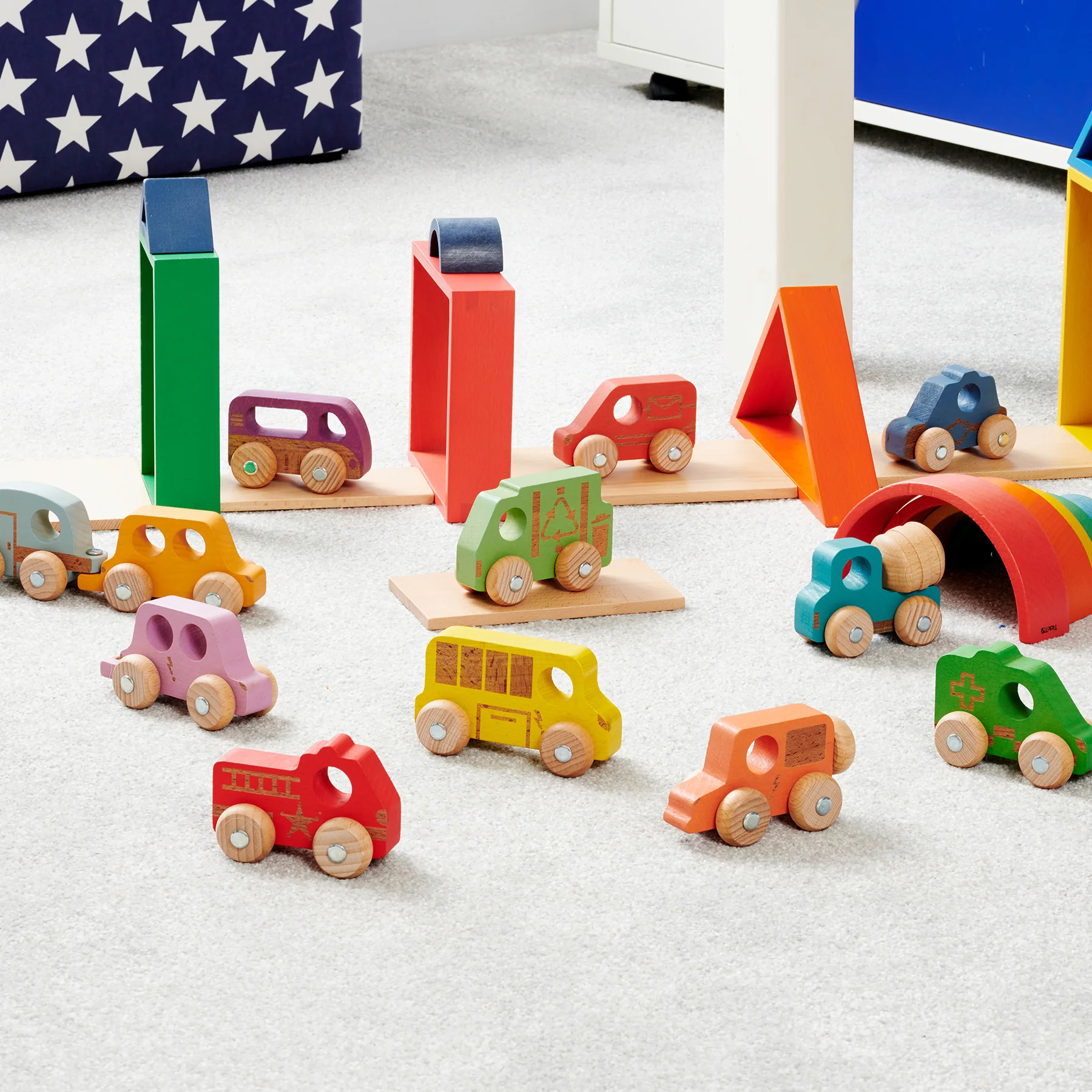 TickiT Rainbow Wooden Vehicles – Colorful Toddler Playset - Image 7
