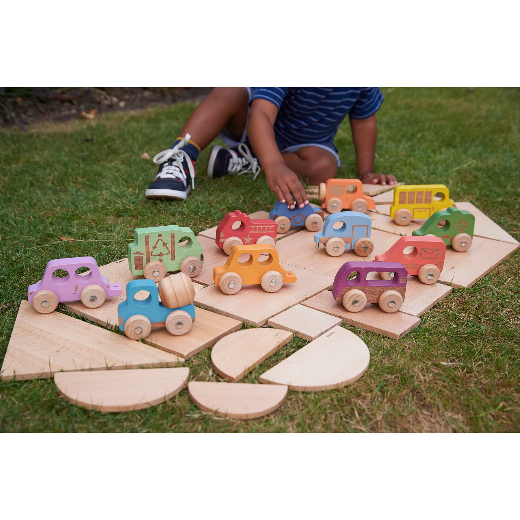 TickiT Rainbow Wooden Vehicles – Colorful Toddler Playset - Image 8