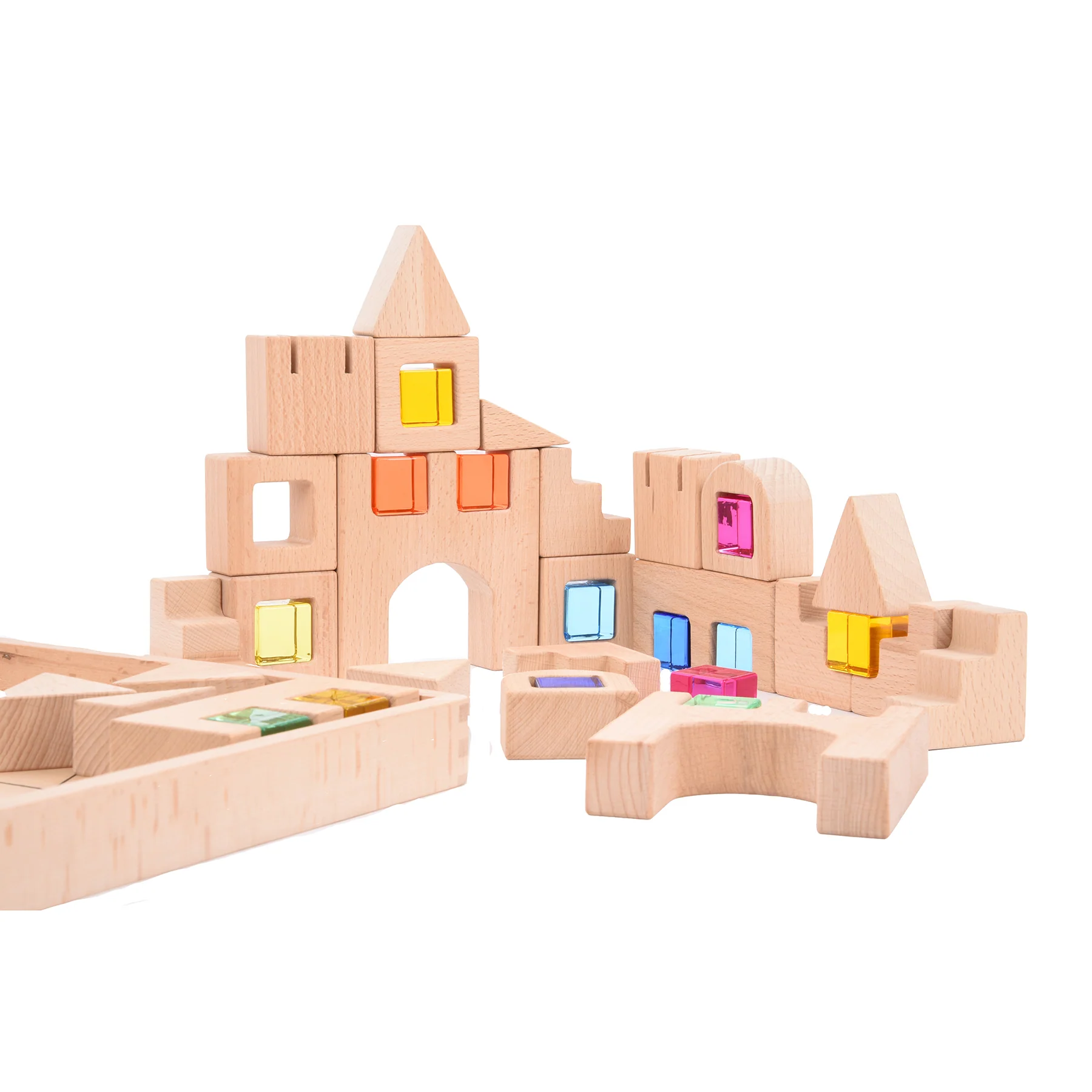 TickiT Wooden Gem Building Blocks - Colorful Creative Play Set - Image 2