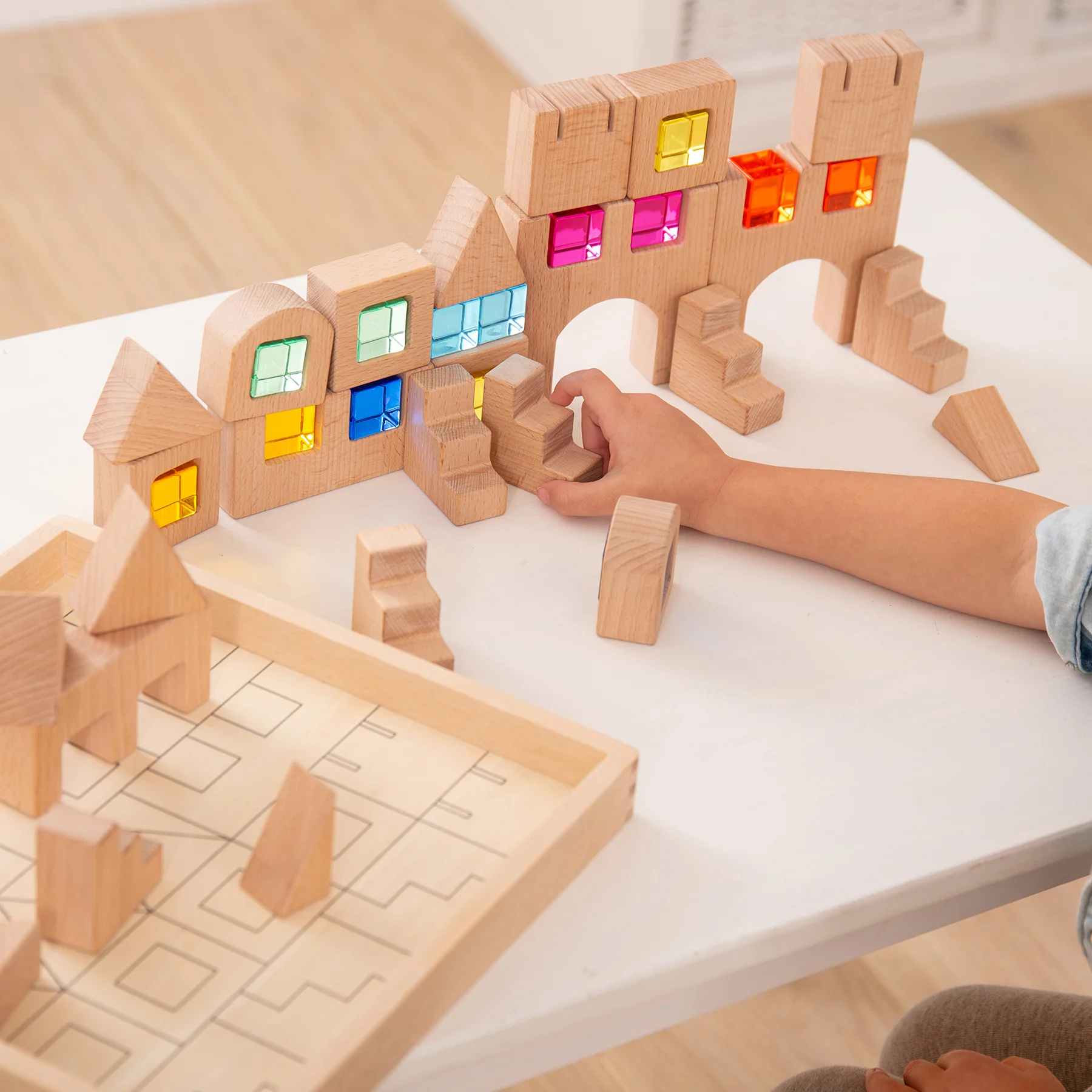 TickiT Wooden Gem Building Blocks - Colorful Creative Play Set - Image 3