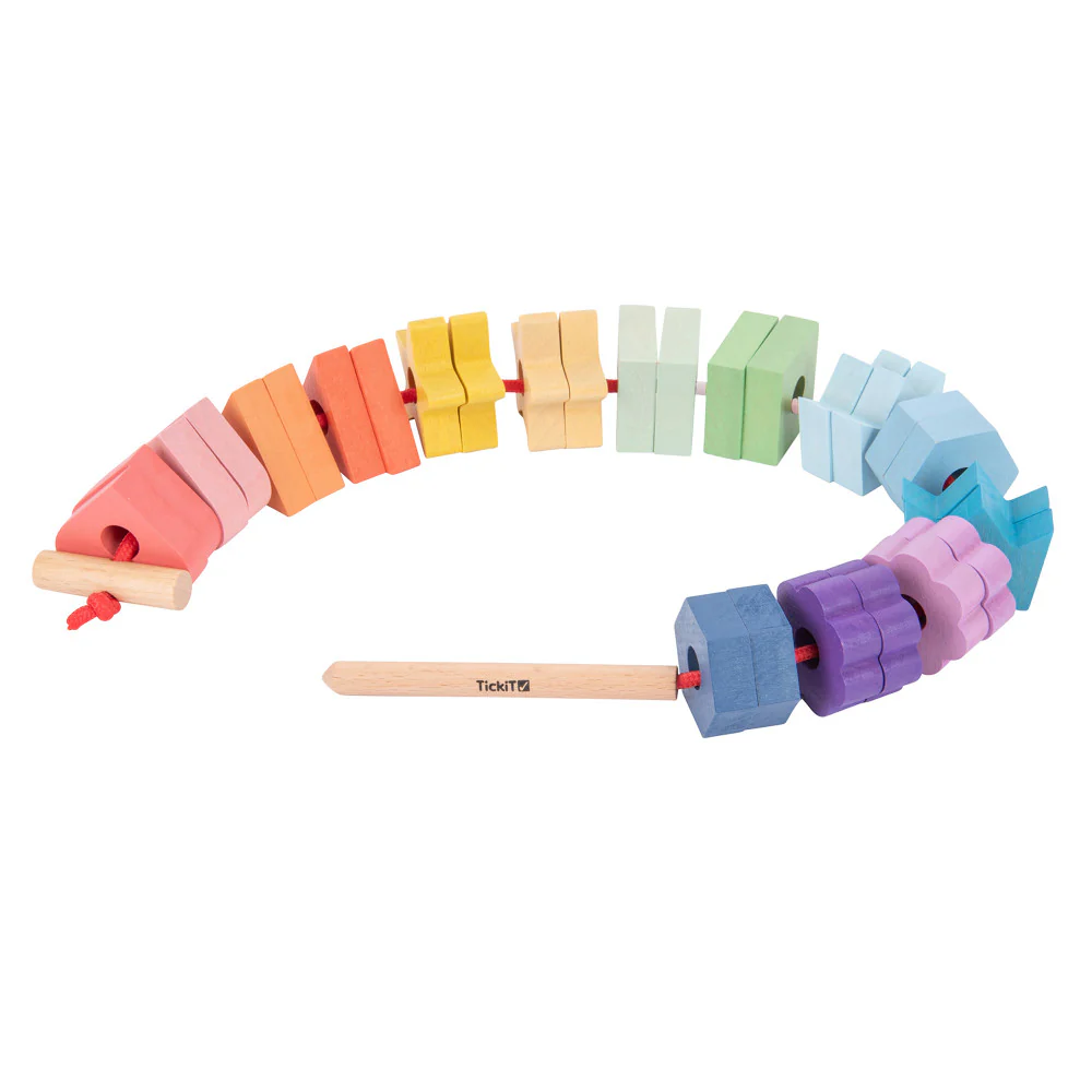 TickiT Rainbow Wooden Lacing Shapes - Educational Color and Shape Sorting Toy - Image 3