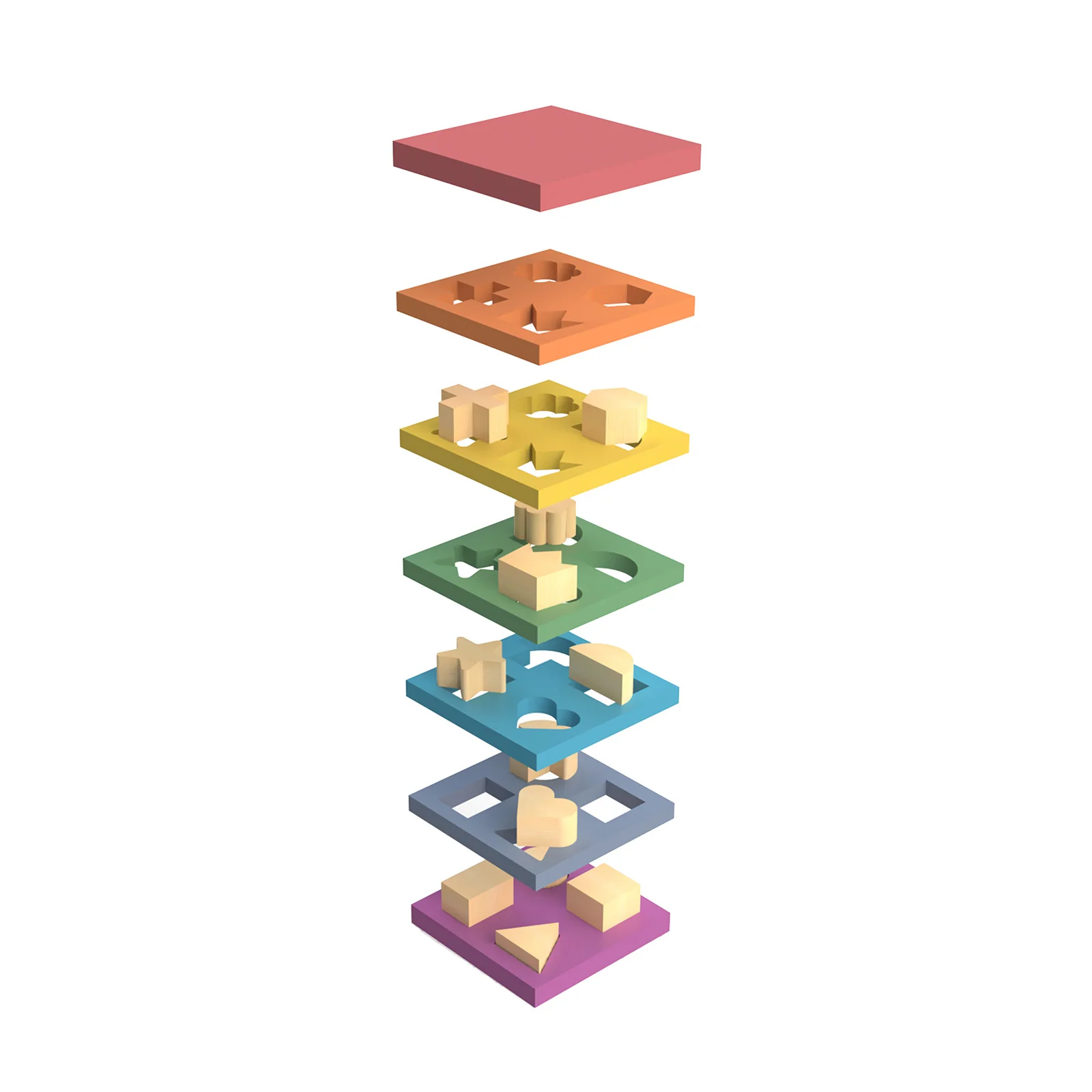 TickiT Rainbow Wooden Shape Stacker ‚Äì Colorful Educational Toy - Image 3