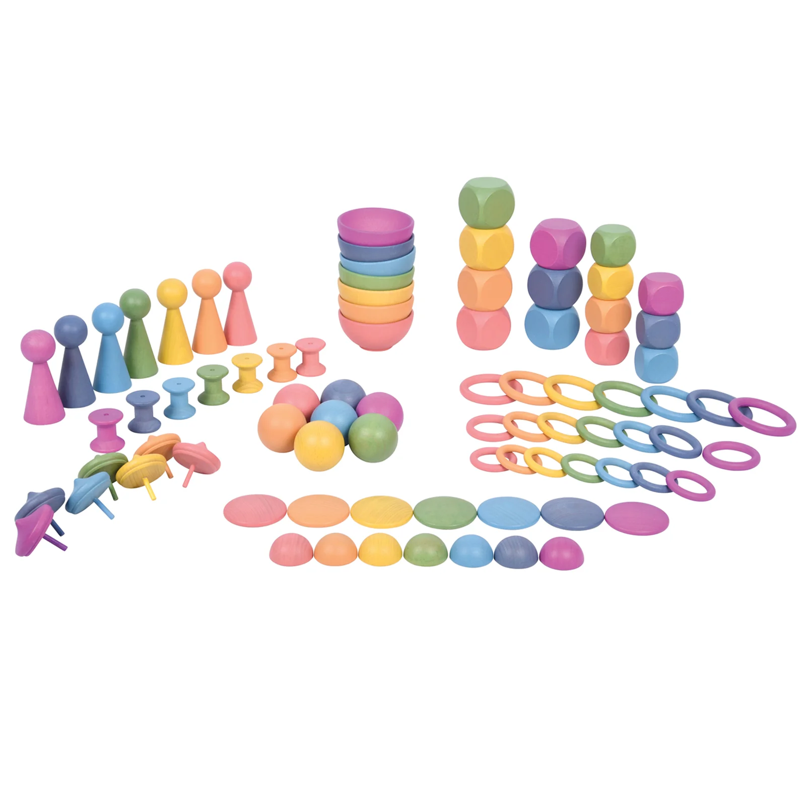 TickiT Rainbow Wooden Super Set – 84 Pieces in 7 Colors