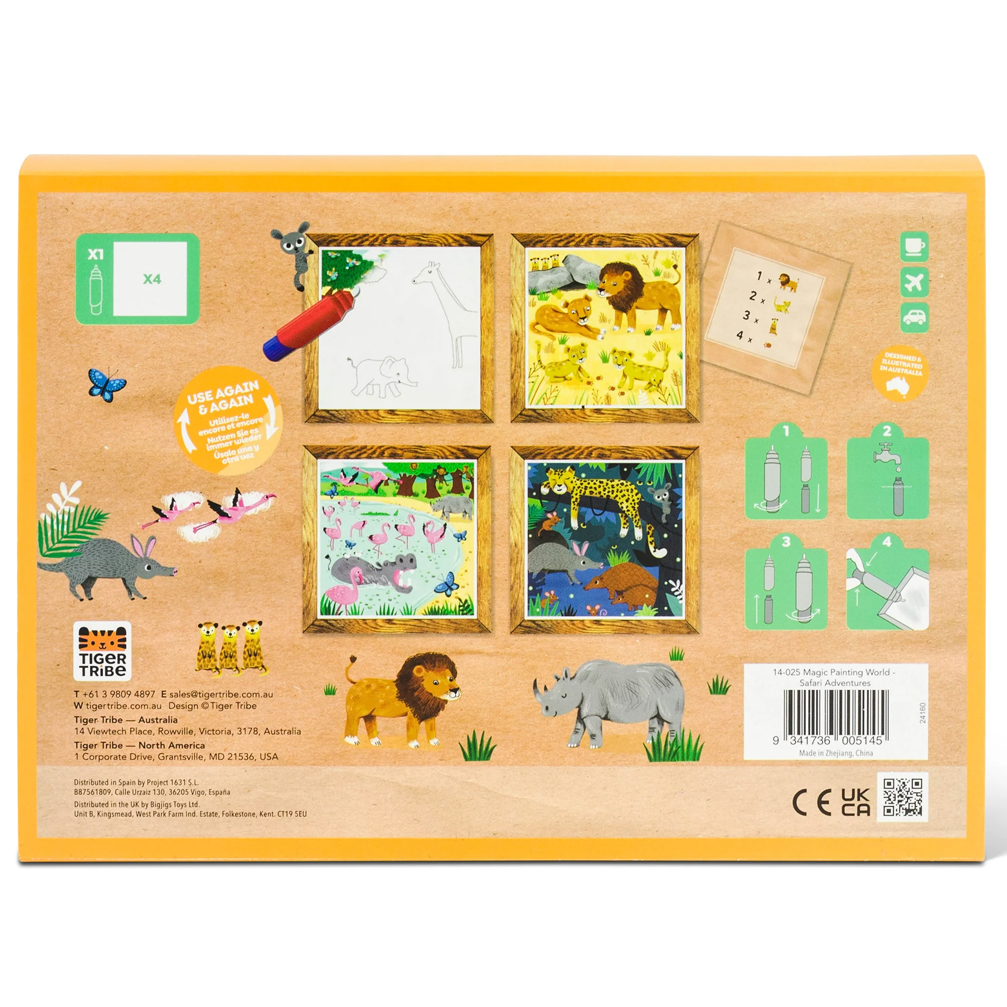 Tiger Tribe Magic Water Painting World Safari Adventures Set - 4 Reusable Cards - Image 2