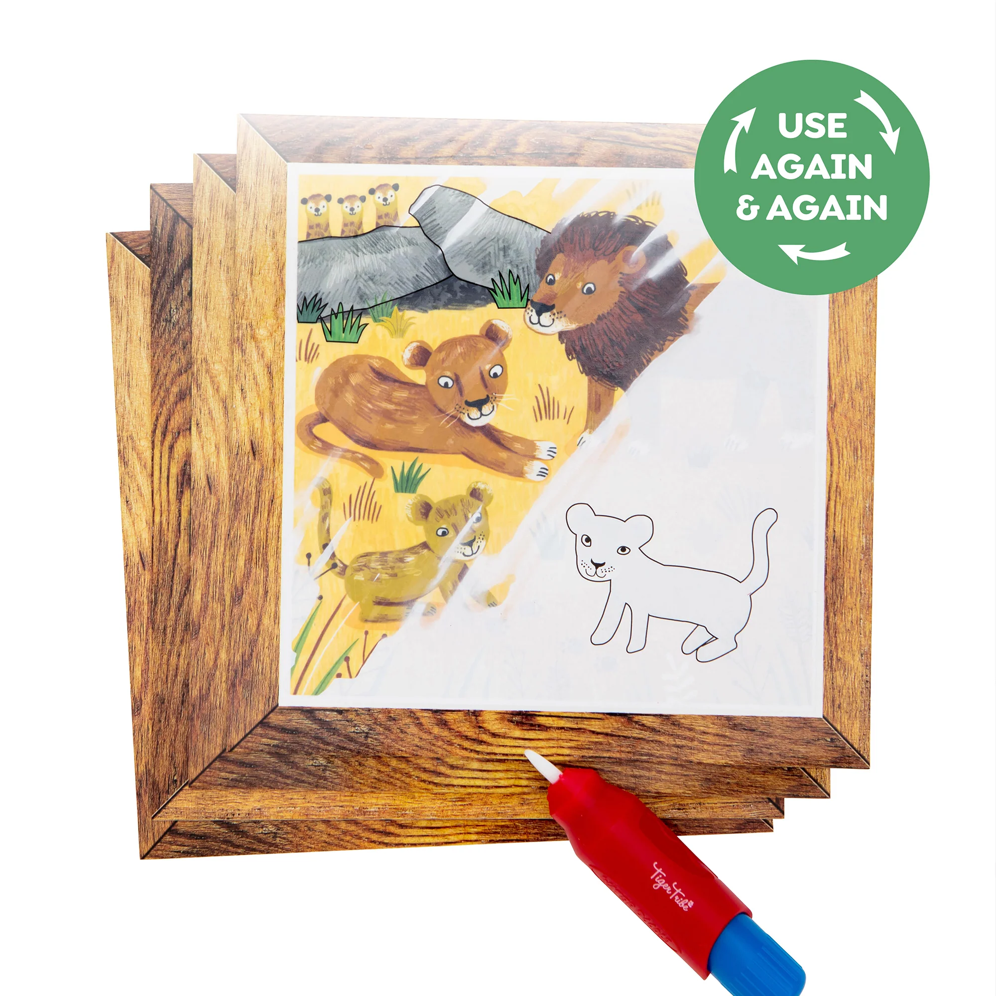 Tiger Tribe Magic Water Painting World Safari Adventures Set - 4 Reusable Cards - Image 4
