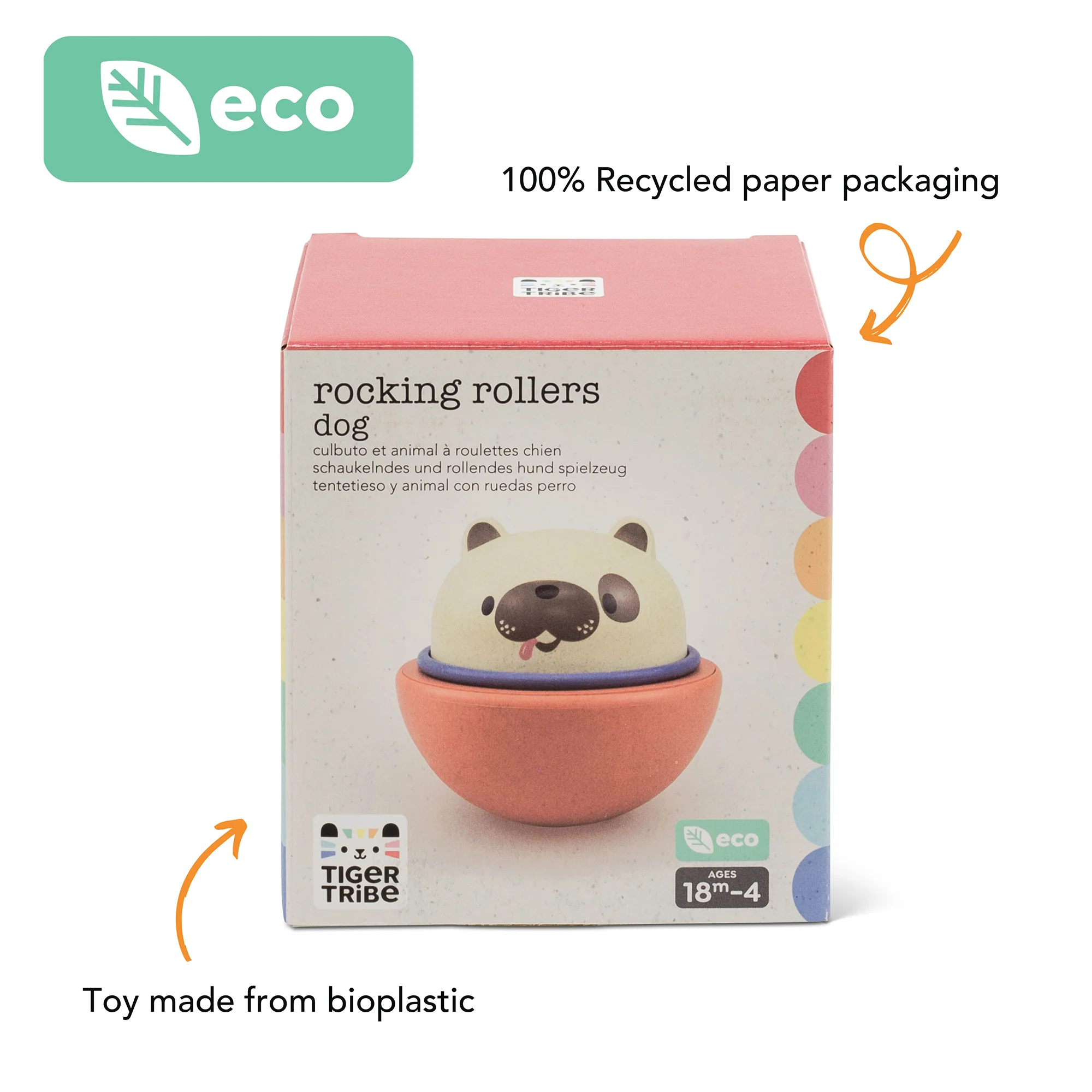 Tiger Tribe Rocking Roller Dog - 2-in-1 Wobble and Race Toy - Image 2