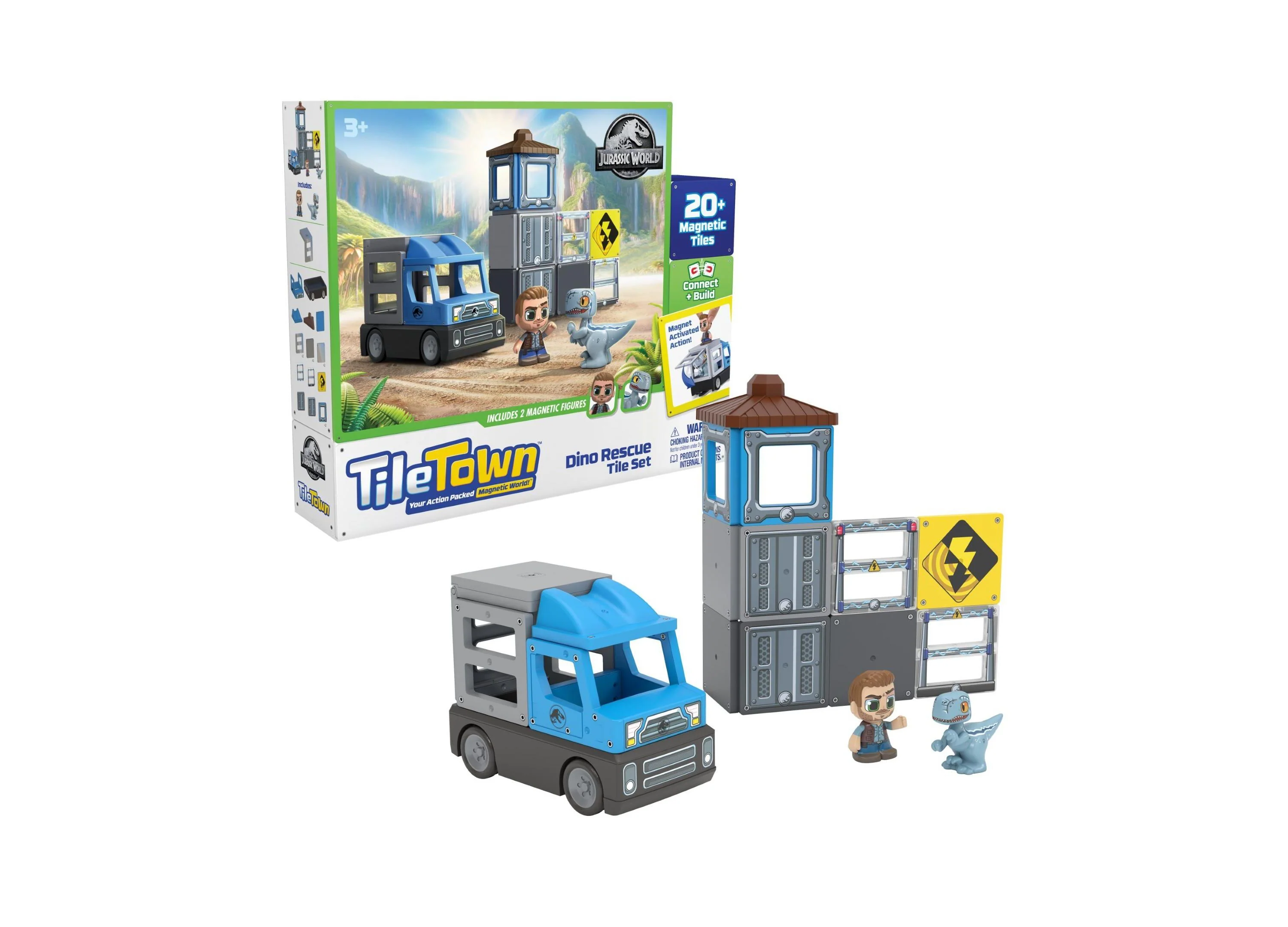 Tile Town Jurassic World Dino Rescue Magnetic Playset, 22-Piece - Image 9