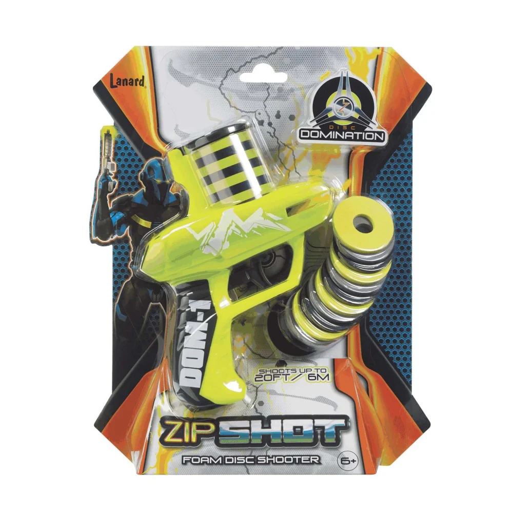 Toysmith Zip Shot Shooter - Neon Green Foam Disc Gun