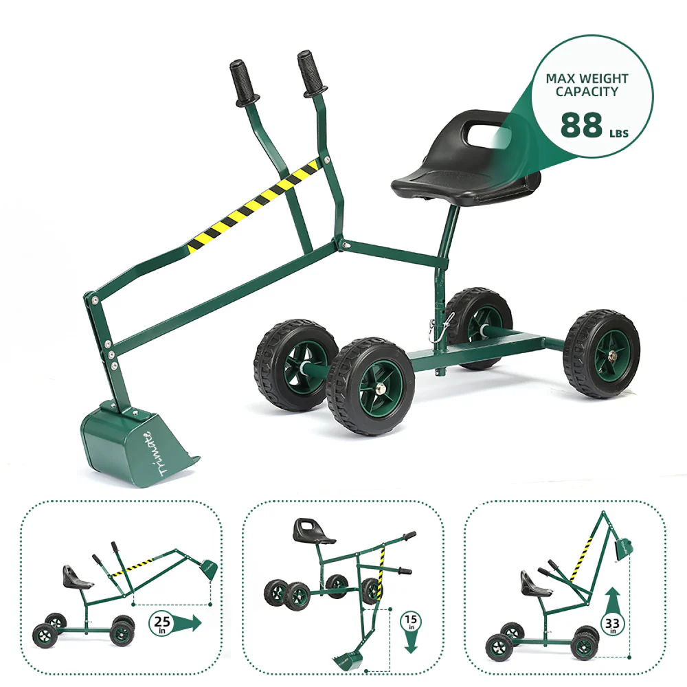 Trimate - Sandbox Ride-On Excavator - Hunter Green - Image 2