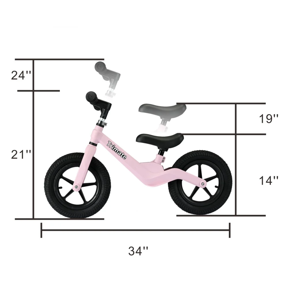 Girls 12 inch Trimate Toddler Balance Bike, Pink - No Pedal Sport Bike - Image 2