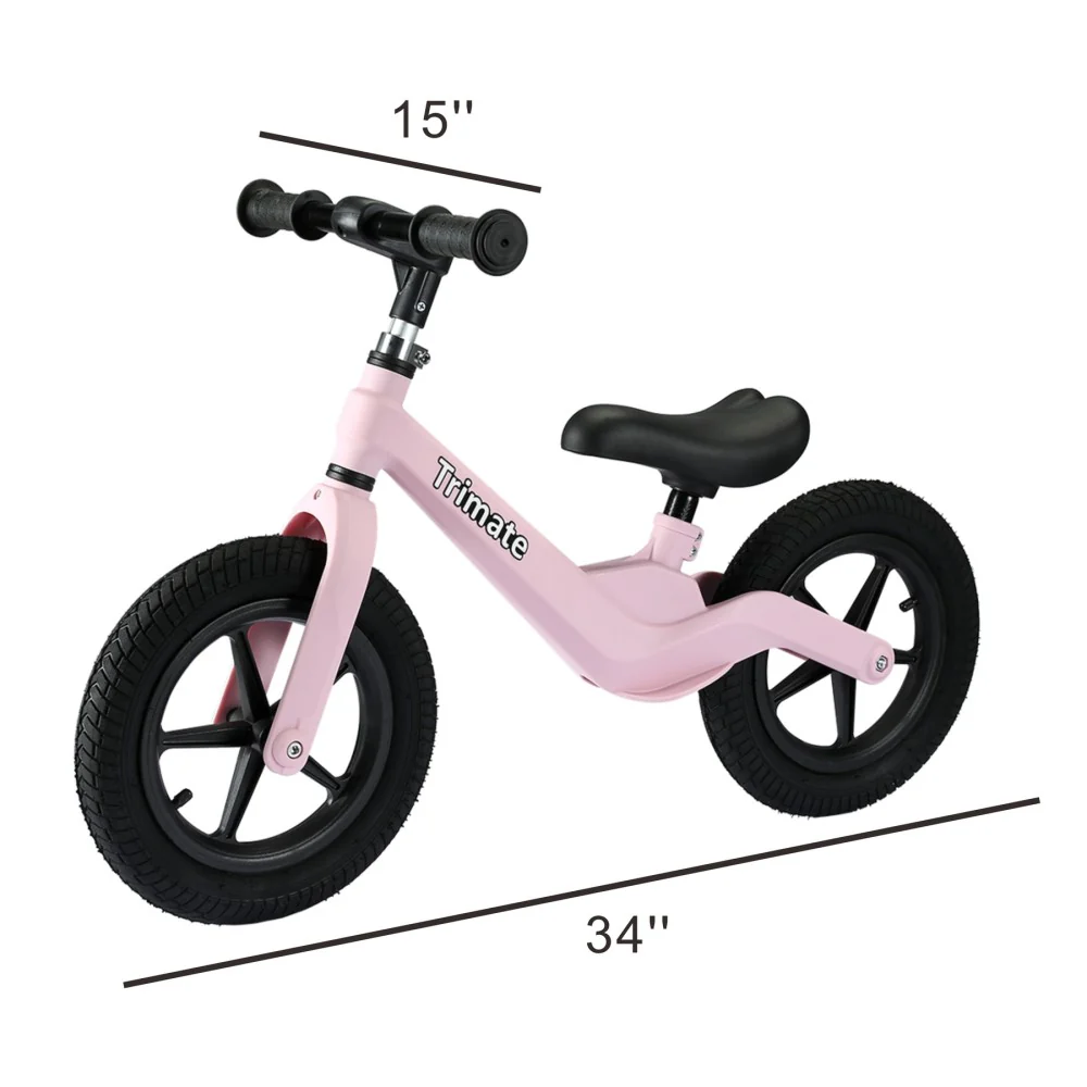 Girls 12 inch Trimate Toddler Balance Bike, Pink - No Pedal Sport Bike - Image 3