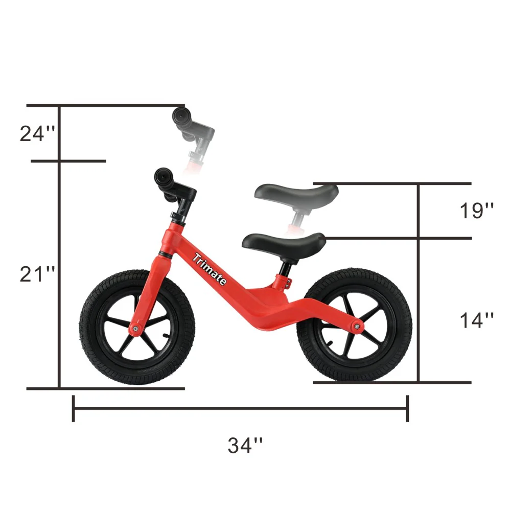Boys 12 inch Trimate Toddler Balance Bike, Red - No Pedal Sport Bike - Image 2