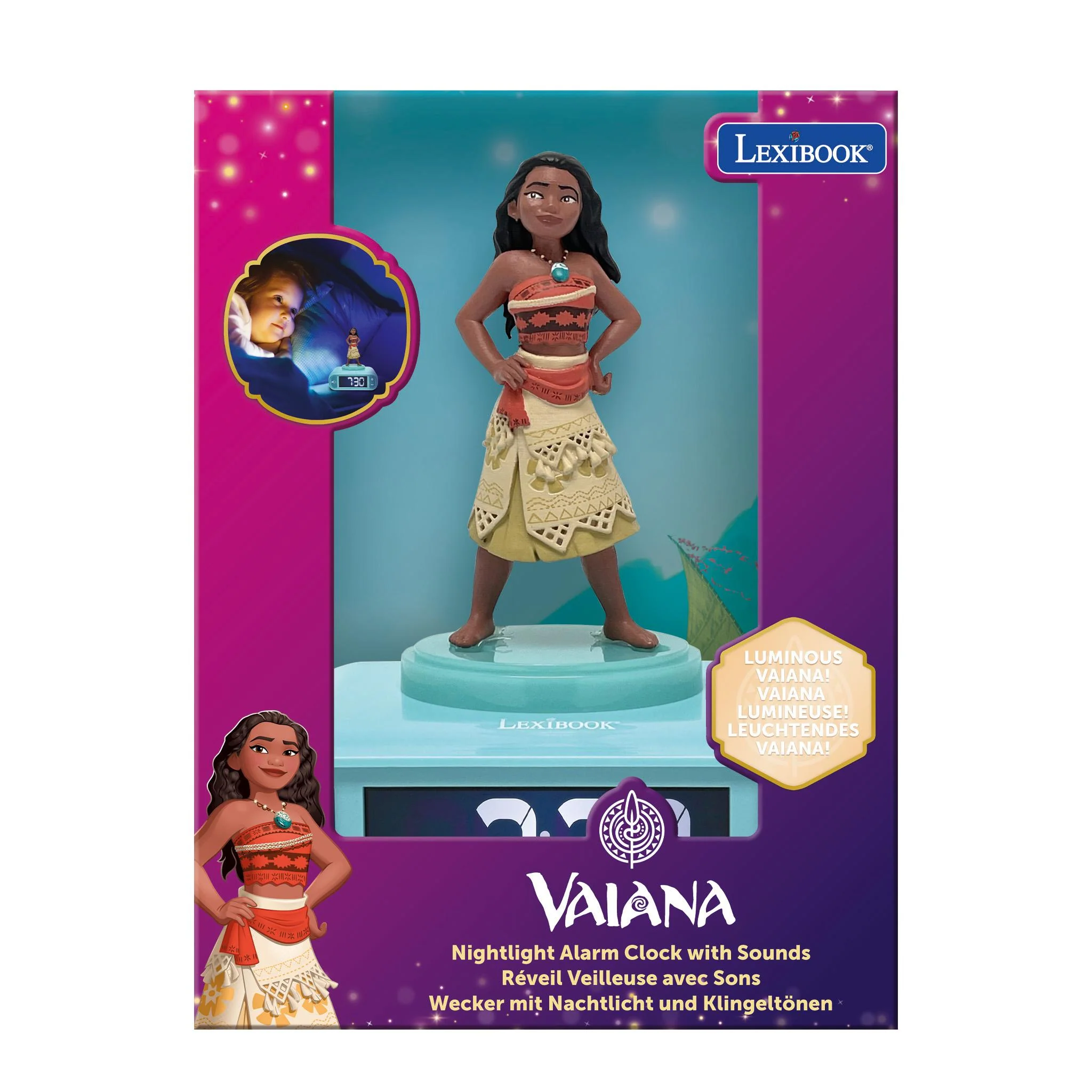 Lexibook Disney Vaiana Night Light Alarm Clock - Moana Themed - Image 6