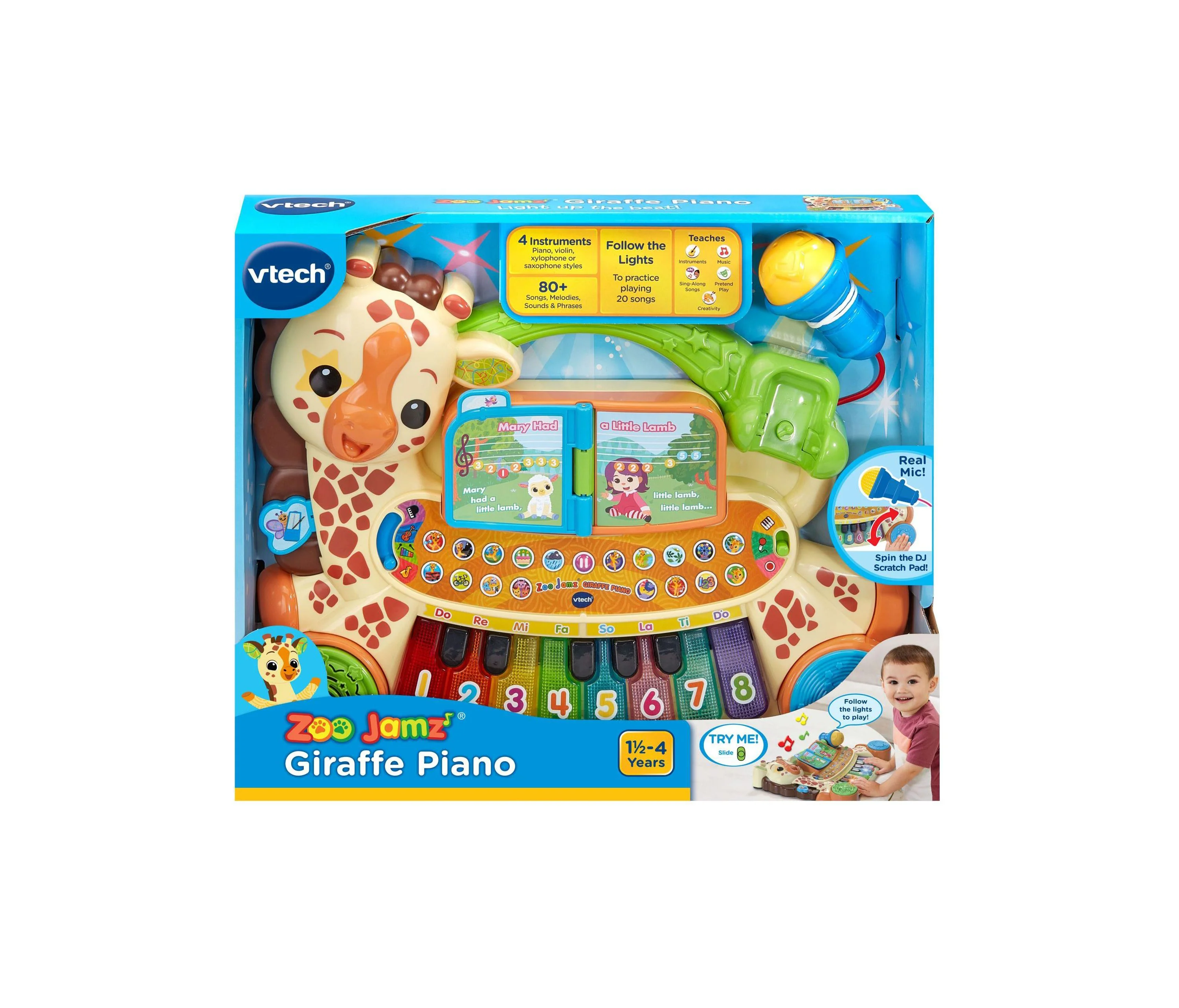 VTech Zoo Jams Colorful Giraffe Interactive Piano - Image 2