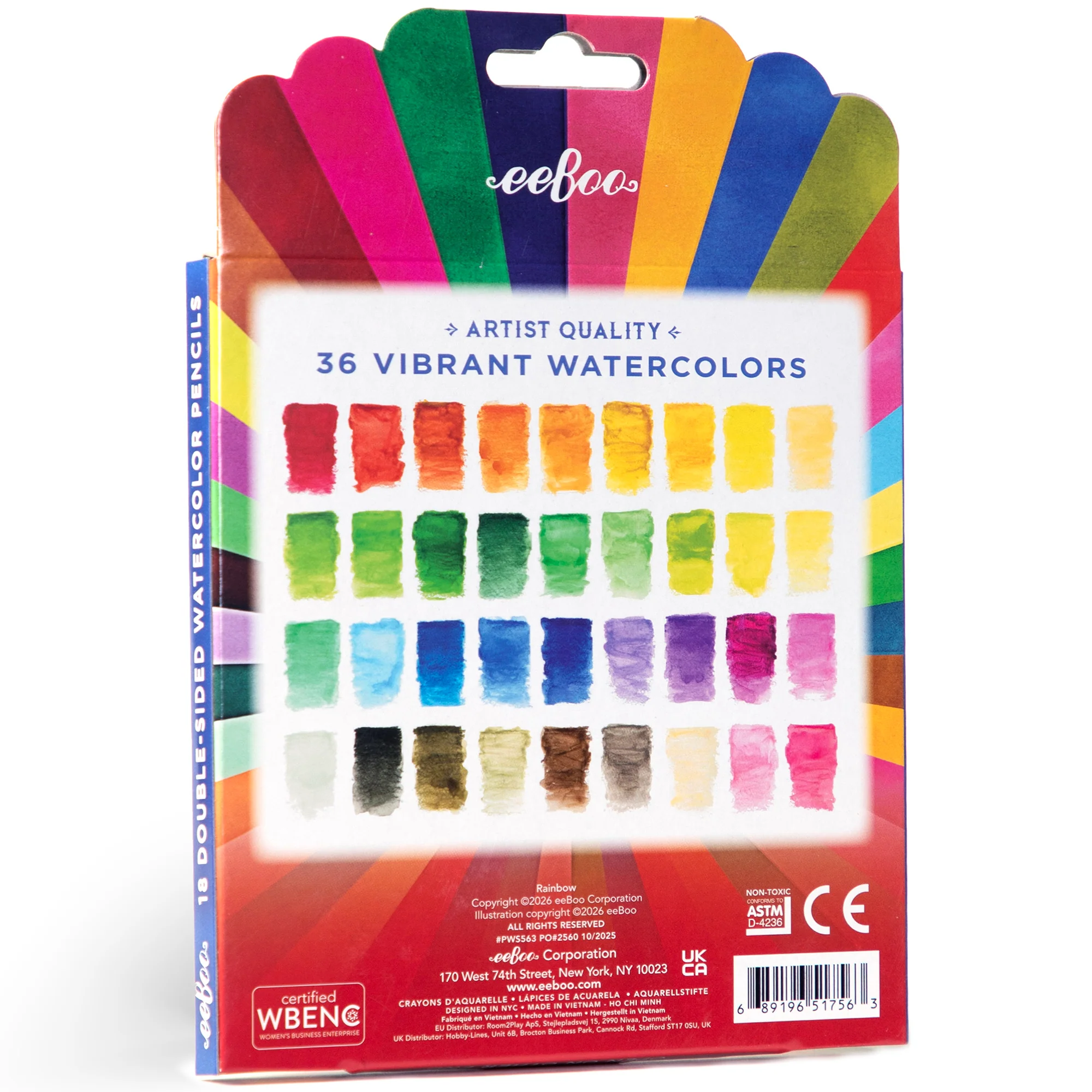 eeBoo Double-Sided Watercolor Pencils 18-Piece Set - Image 2