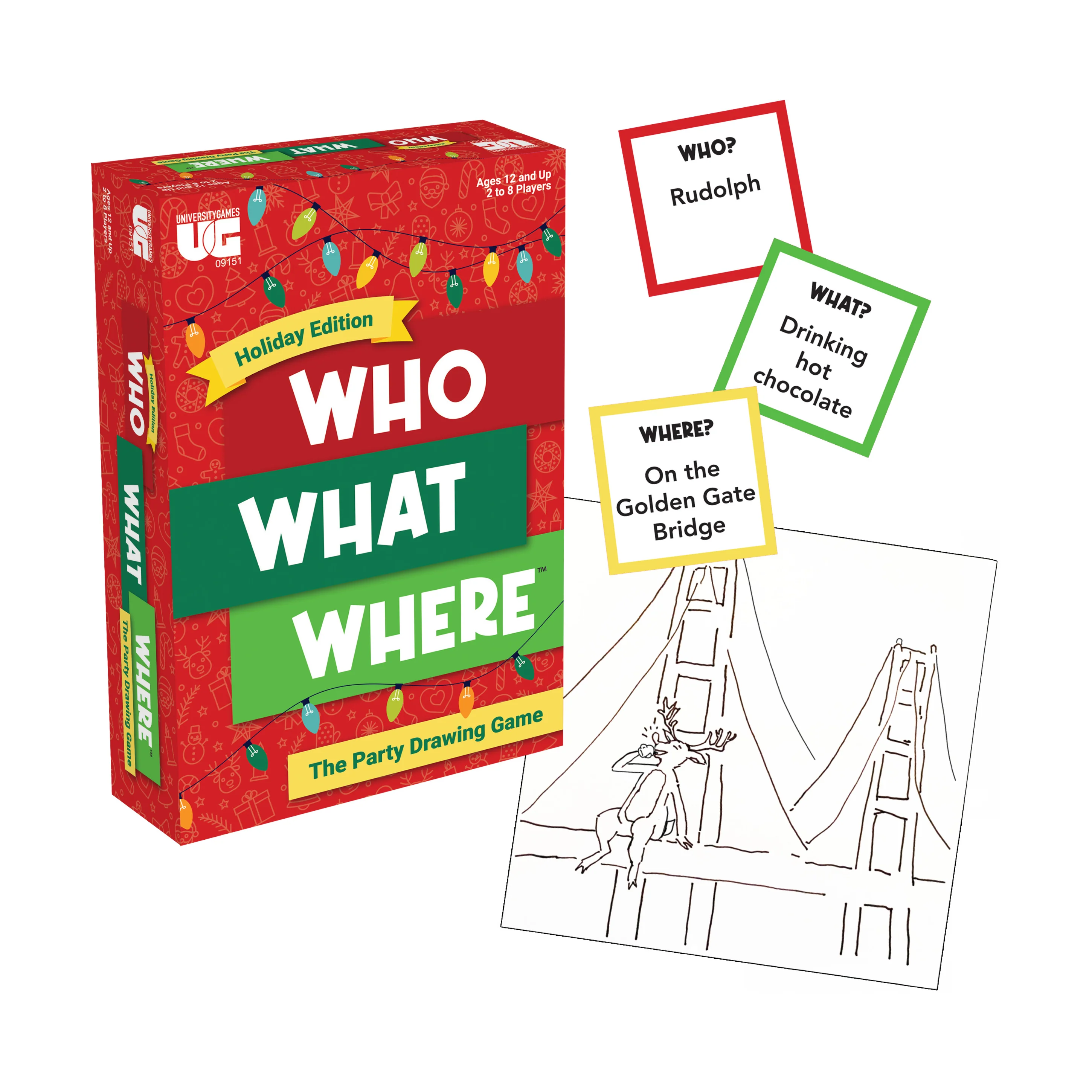 Who What Where Holiday Edition Party Drawing Game - Image 4