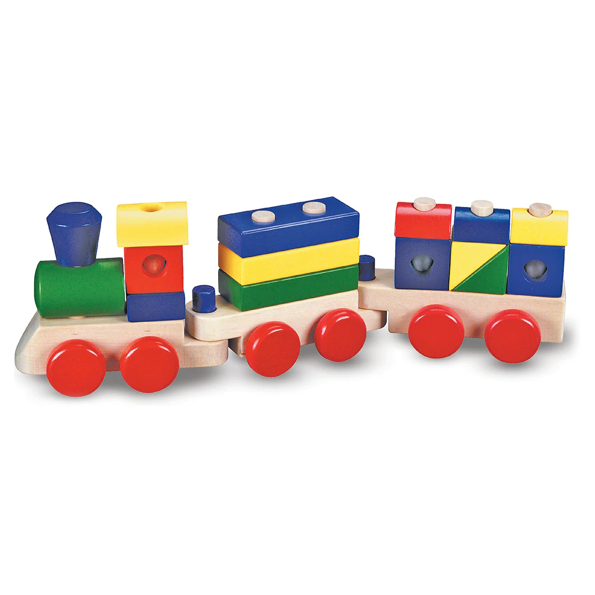 Colorful Wood Block Stacking Train Set - Image 2