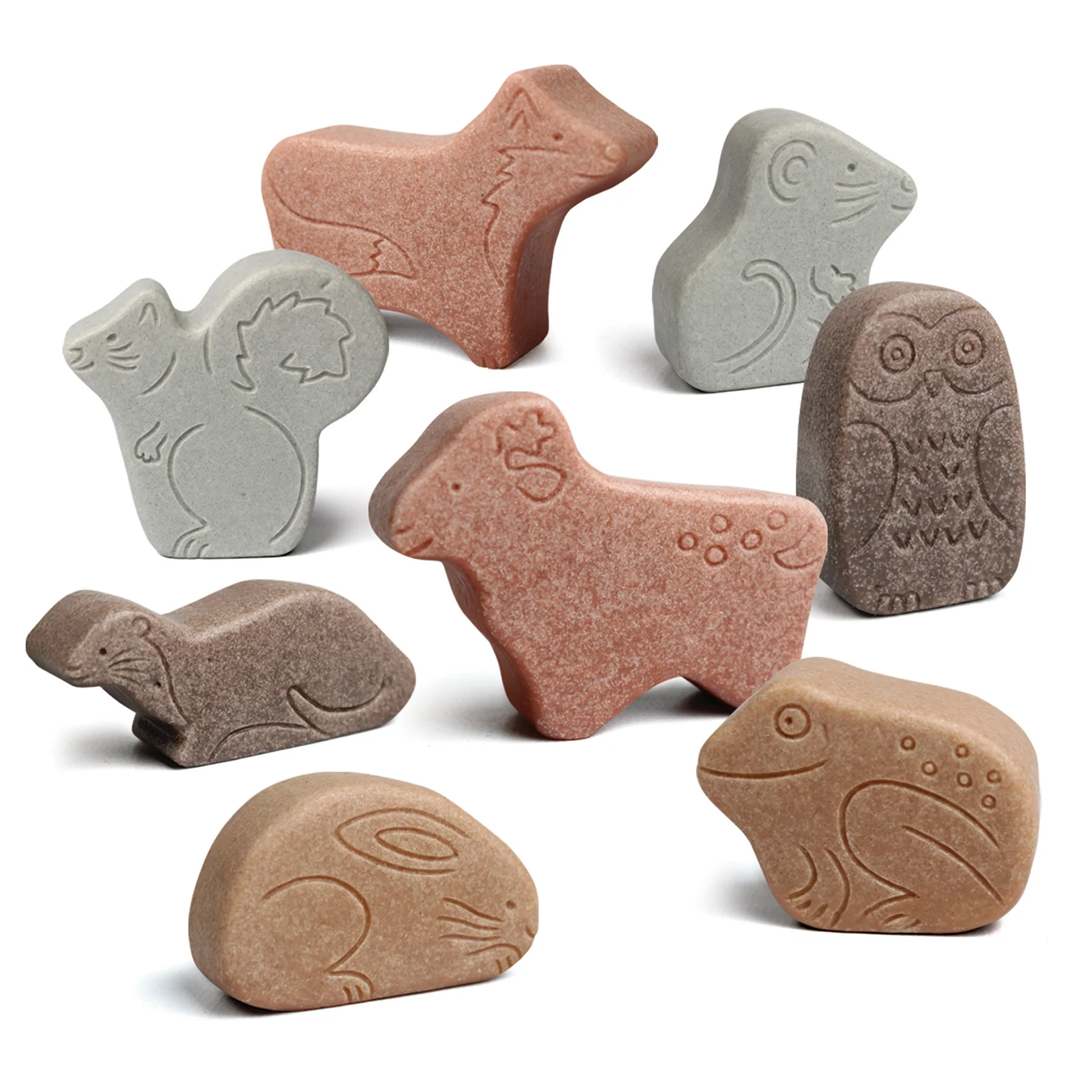Yellow Door Little Lands Woodland – Assorted Stone Animal Figures, Set of 8 - Image 3